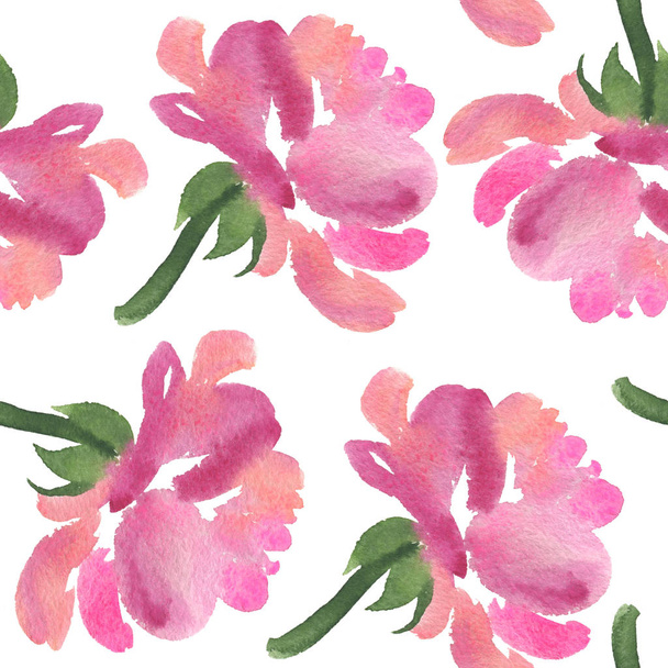 Seamless pattern of pink watercolor rose flowers - Foto, immagini