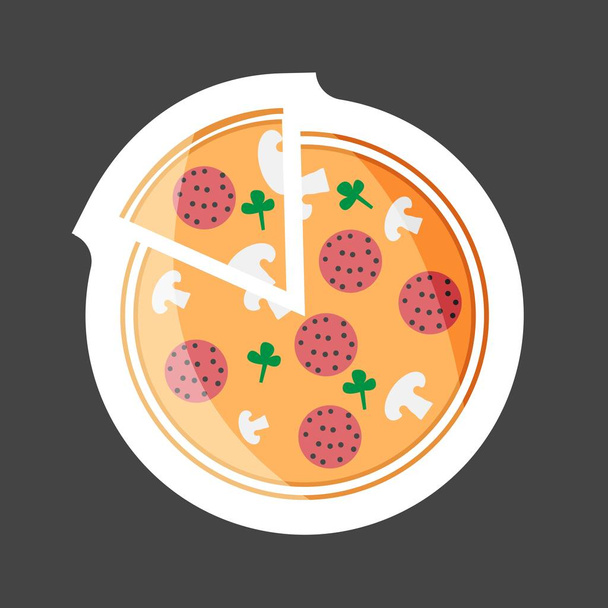 Vector afbeelding gekleurde sticker pizza. Fast Food. Pizza's segment. Lagen gegroepeerd voor gemakkelijk bewerken Illustratie. Voor uw ontwerp. - Vector, afbeelding