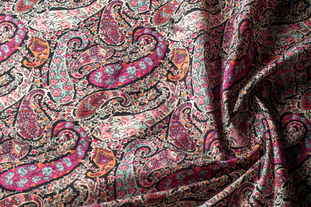 De patroon van de achtergrond van de textuur. Paisley vintage bloemen motief etnische naadloze achtergrond. Abstracte kantpatroon. Imitatie van een textielfabriek. Handgeschilderd kleurrijk behang - Foto, afbeelding