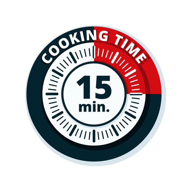 15 minutos cozinhando ícone temporizador isolado no fundo branco, vetor, ilustração
  - Vetor, Imagem
