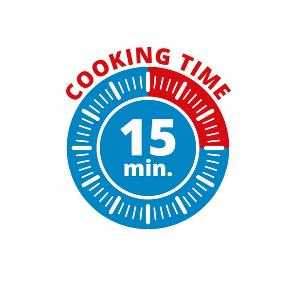 15 minutos cozinhando ícone temporizador isolado no fundo branco, vetor, ilustração
  - Vetor, Imagem