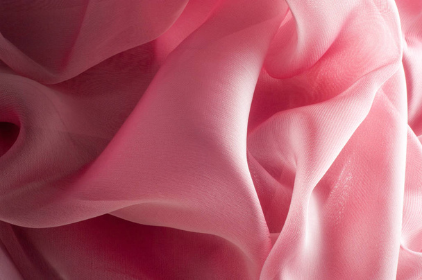 Extura, fondo, patrón. Tela de seda rosa, tela de seda aireada delgada
 - Foto, Imagen