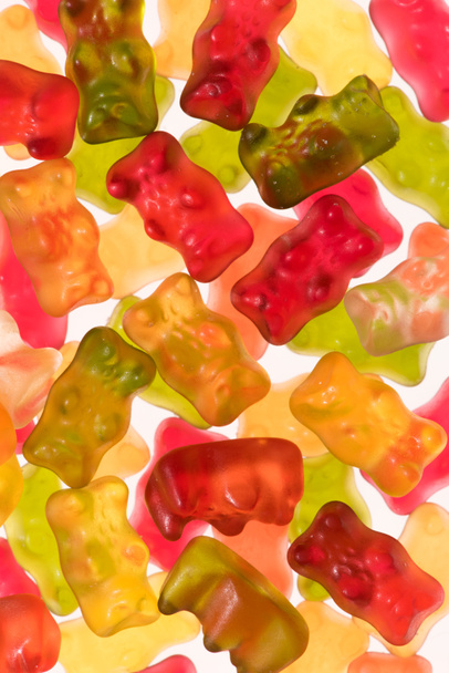 full frame shot of colorful gummy bears isolated on white - Photo, Image