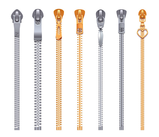 Zipper Collection Realistic Set - Vector, Image