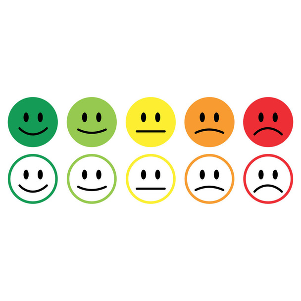 five smile icon emotions satisfaction rating feedback vector. - Διάνυσμα, εικόνα