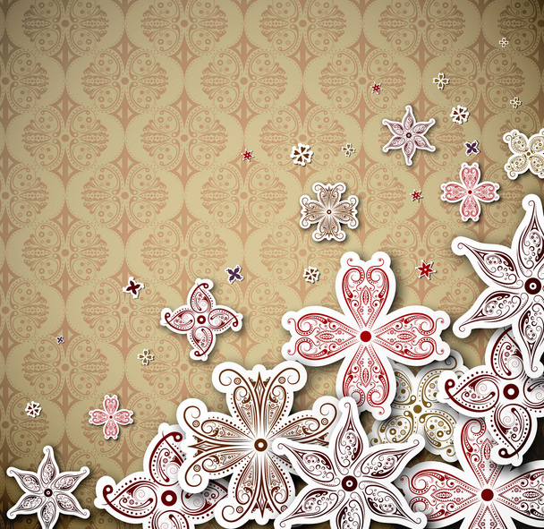 Vintage background with flowers - Vector, Image