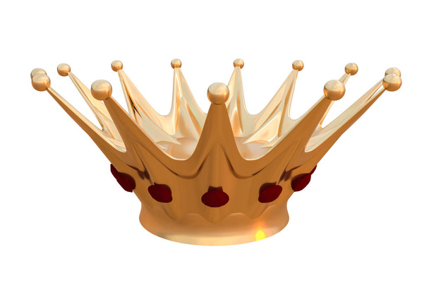 Corona d'oro isolata su sfondo bianco. Illustrazione resa 3D
. - Foto, immagini