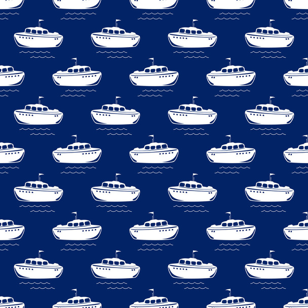 nahtloses Reisemuster mit Rettungsboot, Konzept für den Schiffstourismus, Vektorillustration - Vektor, Bild