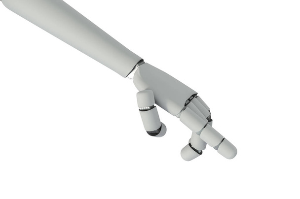 Роботизированная механическая рука на белом фоне. 3D-рендеринг
. - Фото, изображение