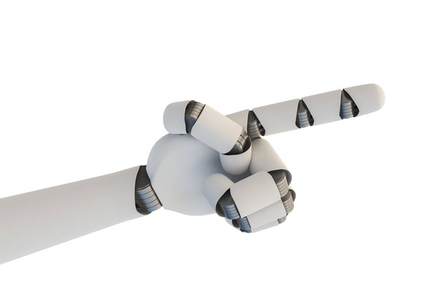 Robotic mechanical arm isolated on white background. 3D rendered illustration. - Photo, Image