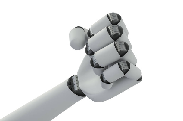 Main mécanique robotique avec poing. Illustration 3D
. - Photo, image