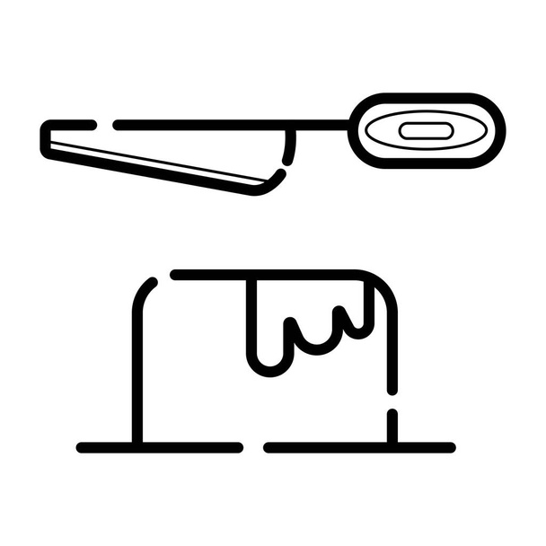 Icono de mantequilla y cuchillo aislado sobre fondo blanco
 - Vector, Imagen