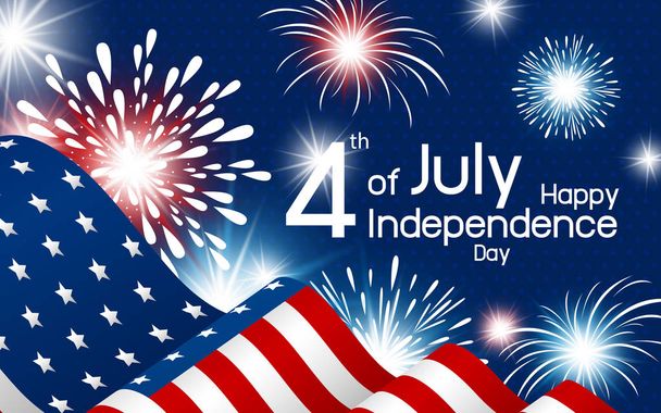 США 4 липня незалежності день дизайну американський прапор з феєрверк Векторна ілюстрація - Вектор, зображення