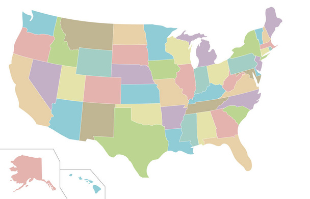 Blank USA Illustrazione vettoriale della mappa isolata su sfondo bianco. Livelli modificabili e chiaramente etichettati
. - Vettoriali, immagini