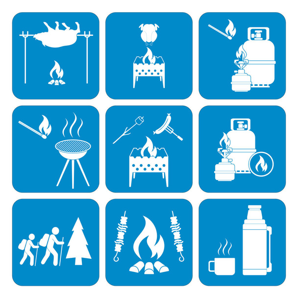 Conjunto de ícones de equipamentos de acampamento. Ilustração vetorial
 - Vetor, Imagem