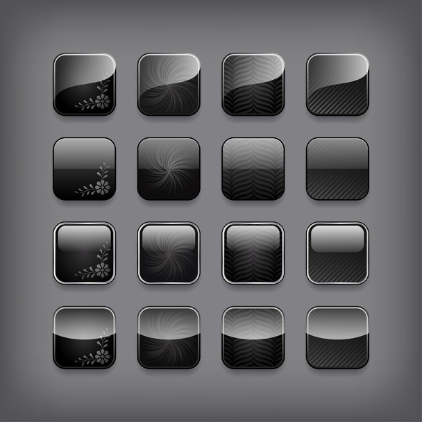 Set of blank black buttons - Διάνυσμα, εικόνα