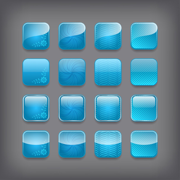 Set of blank blue buttons - Διάνυσμα, εικόνα