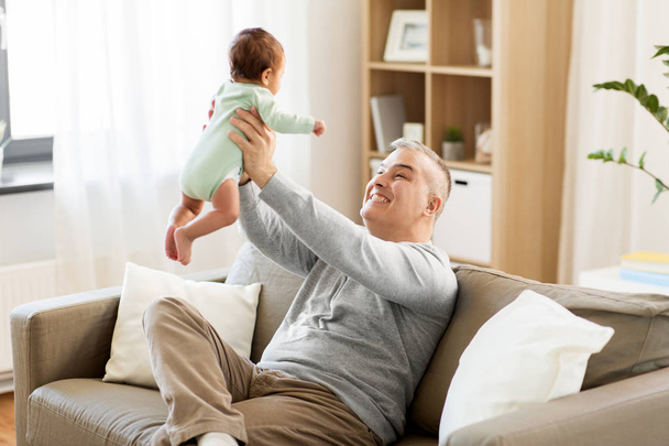 happy father with little baby boy at home - Fotoğraf, Görsel