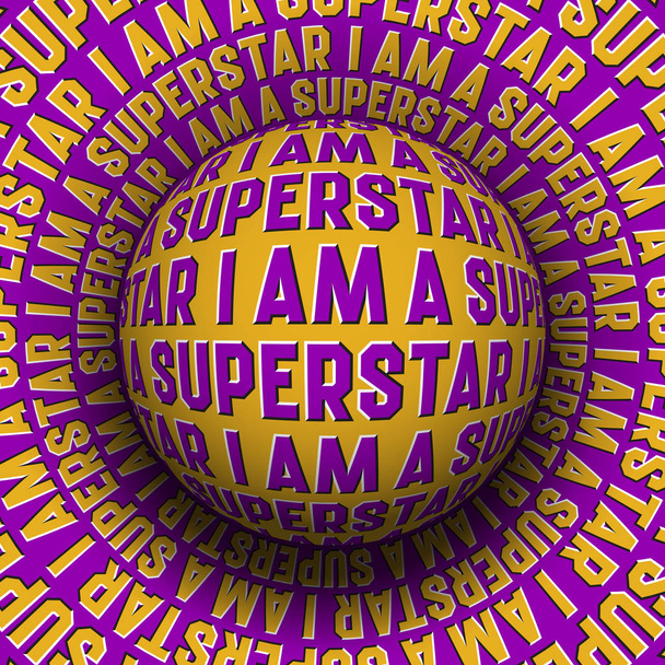 I Am A Superstar sfera modellata rotolando sulla superficie rotante. Concetto astratto di illusione ottica vettoriale
. - Vettoriali, immagini