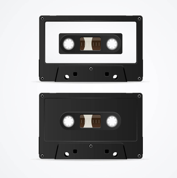 Audio Cassette Tape Mockup Template Blank. Vector - Vecteur, image