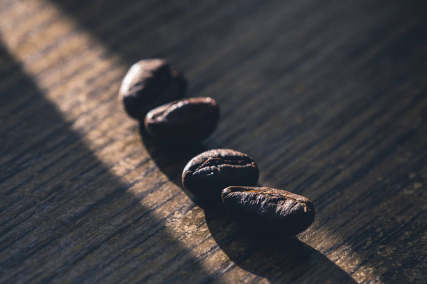 Detailní záběr kávových zrn s makro plodinou - Fotografie, Obrázek
