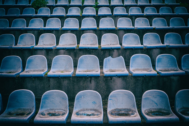 Vintage Stadium Chairs old time not used with dust blue color - Fotografie, Obrázek