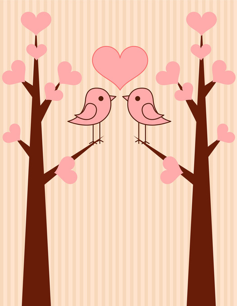 Cute birds couple - Vector, Imagen
