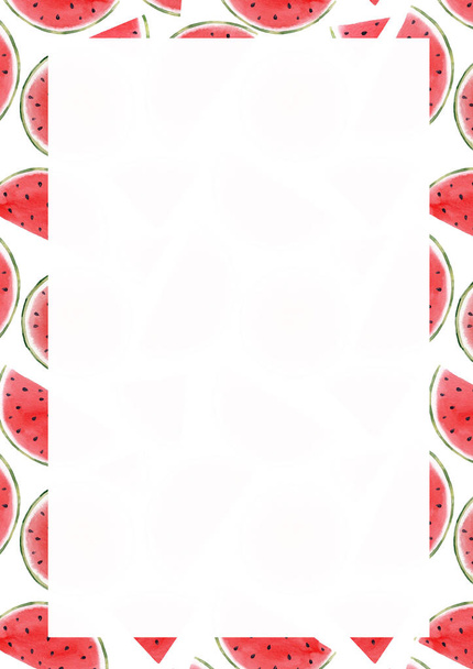 Watercolor watermelon frame - Photo, image