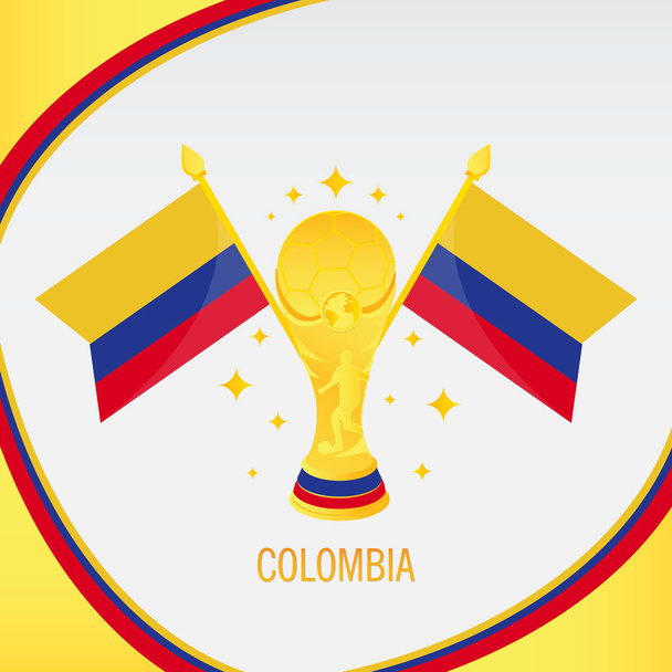 Colombia Gold Football Trophy / Cup and Flag - Vector, Image