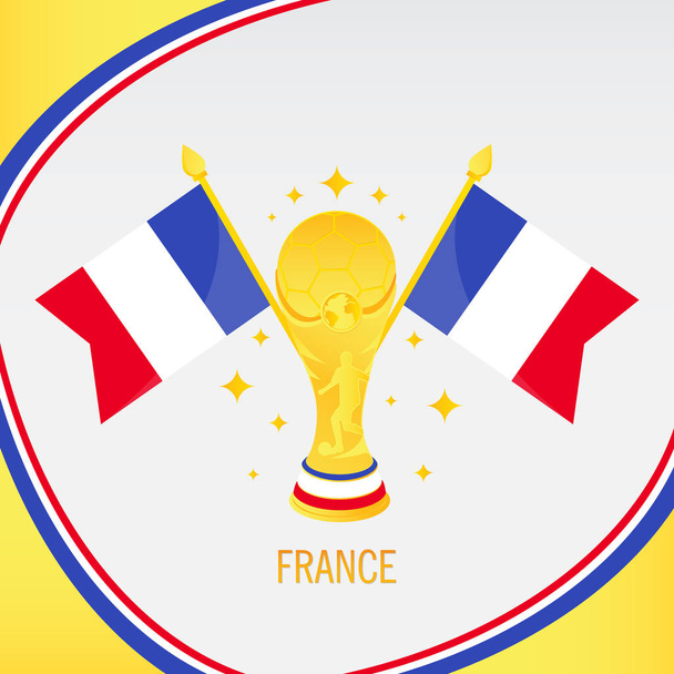 France Gold Football Trophy / Cup and Flag - Vector, Image
