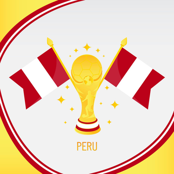 Peru Gold Football Trophy / Cup and Flag - Vector, Image