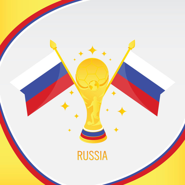 Russland goldene Fußballtrophäe / Pokal und Fahne - Vektor, Bild