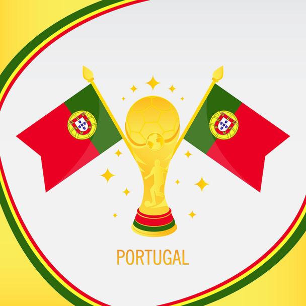 Portugal Gold Football Trophy / Cup and Flag - Vector, Image