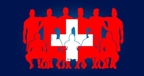 vetor de futebol equipe bandeira design Rússia papel de parede esporte futebol jogadores alinhar-se fundo nacional futebol campeonato mundial Copa do Mundo Rússia 2018
 - Vetor, Imagem
