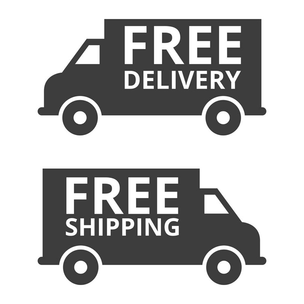 Bezpłatna dostawa i wysyłka gratis samochód ciężarowy. Ilustracja wektorowa - Wektor, obraz
