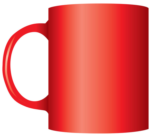 Classic office red mug for tea. Vector illustration. - Vektör, Görsel