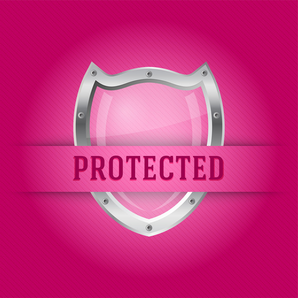 Proteger escudo de prata no fundo rosa
 - Vetor, Imagem