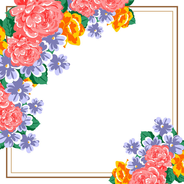 Vintage style ornate flower card. Floral elements in color - Vettoriali, immagini