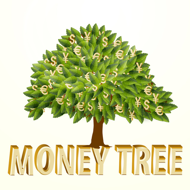 Money tree isolated on white background. Vector illustration - Vector, Image