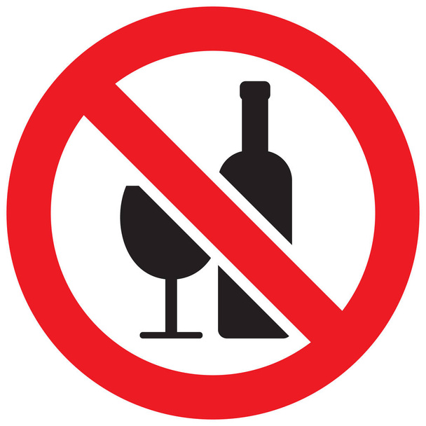 No drinking. No alcohol sign. Prohibit sign, vector illustration. - Vector, Image