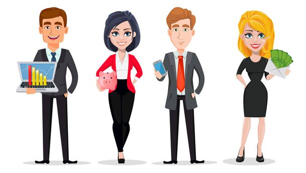 Business people, set. Business men and business women. Vector illustration on white background. - Vector, Image