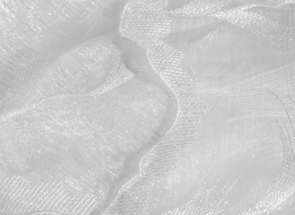 Textuur, achtergrond, patroon. Tulle is wit. Vintage tulle chiffon textuur achtergrond. Het concept van een bruiloft. Witte chiffon achtergrondstructuur. Mooie witte Tule - Foto, afbeelding