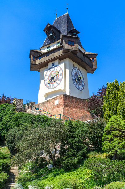 Famous Clock Tower (Uhrturm) in Graz, Styria, Austria - Zdjęcie, obraz