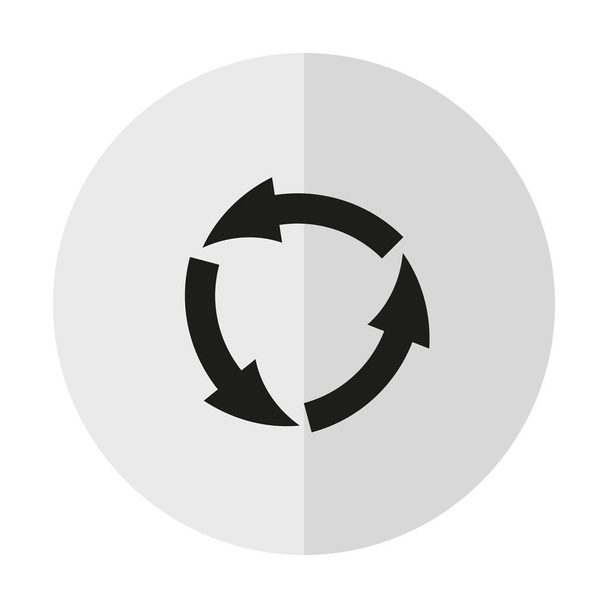 Pfeilkreis des Vektorsymbols auf einem Hintergrund mit vertikalem Schatten - Vektor, Bild