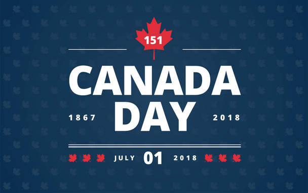 Tło Kanada dzień niebieski - dzień Kanada napis design, czerwony klon kanadyjski liść, 1 lipca typografii. Bardzo stylowy wektorowej! - Wektor, obraz