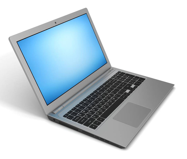modern laptop computer single 3d illustration isolated - Photo, Image