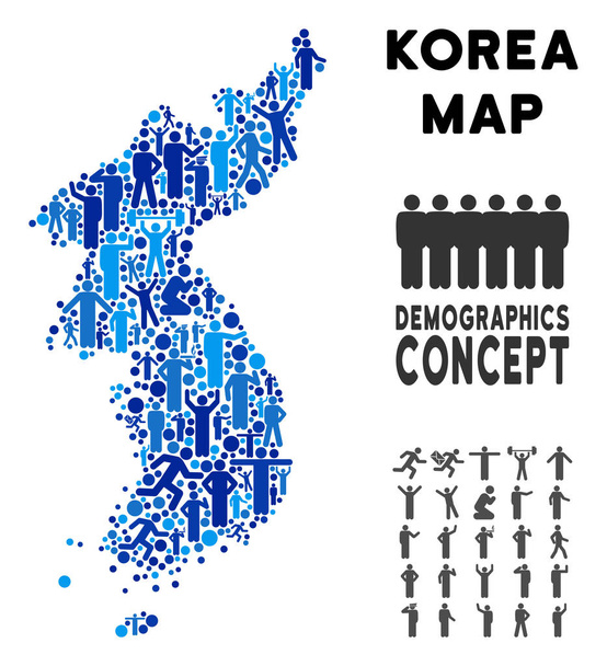 Obyvatelstvo severní a Jižní Korea mapa - Vektor, obrázek