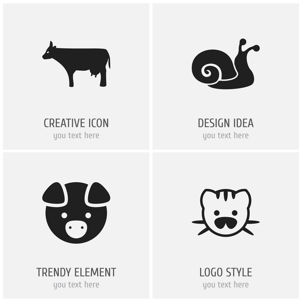Набор из 4 съедобных зоологических книг. Включает такие символы, как корова, тигр, свинья и многое другое. Может использоваться для веб, мобильного, пользовательского и инфографического дизайна
. - Вектор,изображение