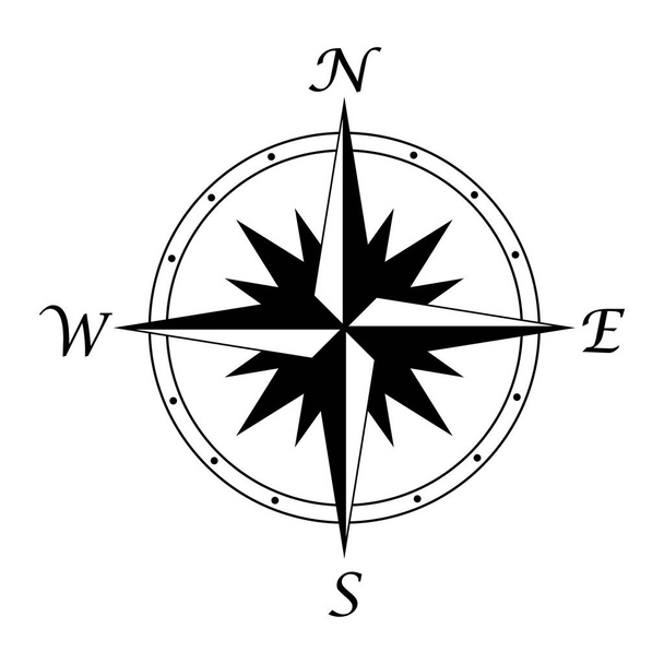 Retro style compass icon, wind rose vintage compass icon
 - Вектор,изображение