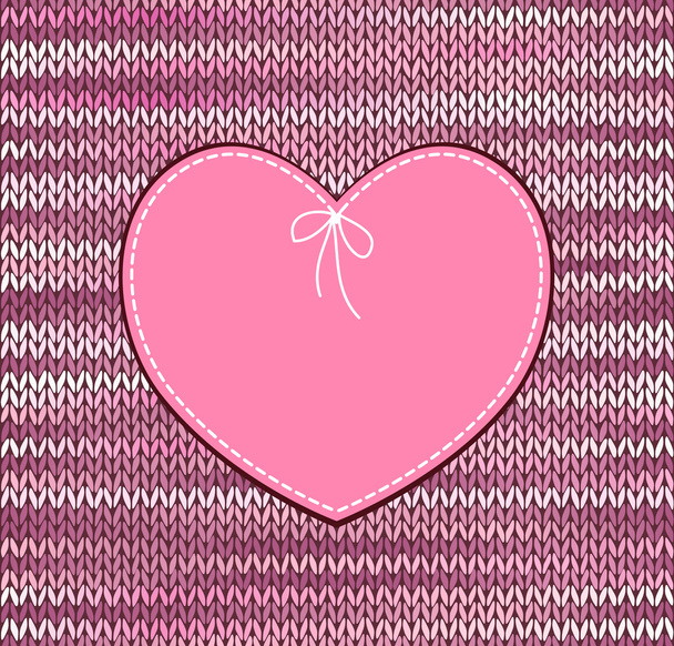 Vintage Heart Shape Design with Knitted Pattern - Vector, Imagen
